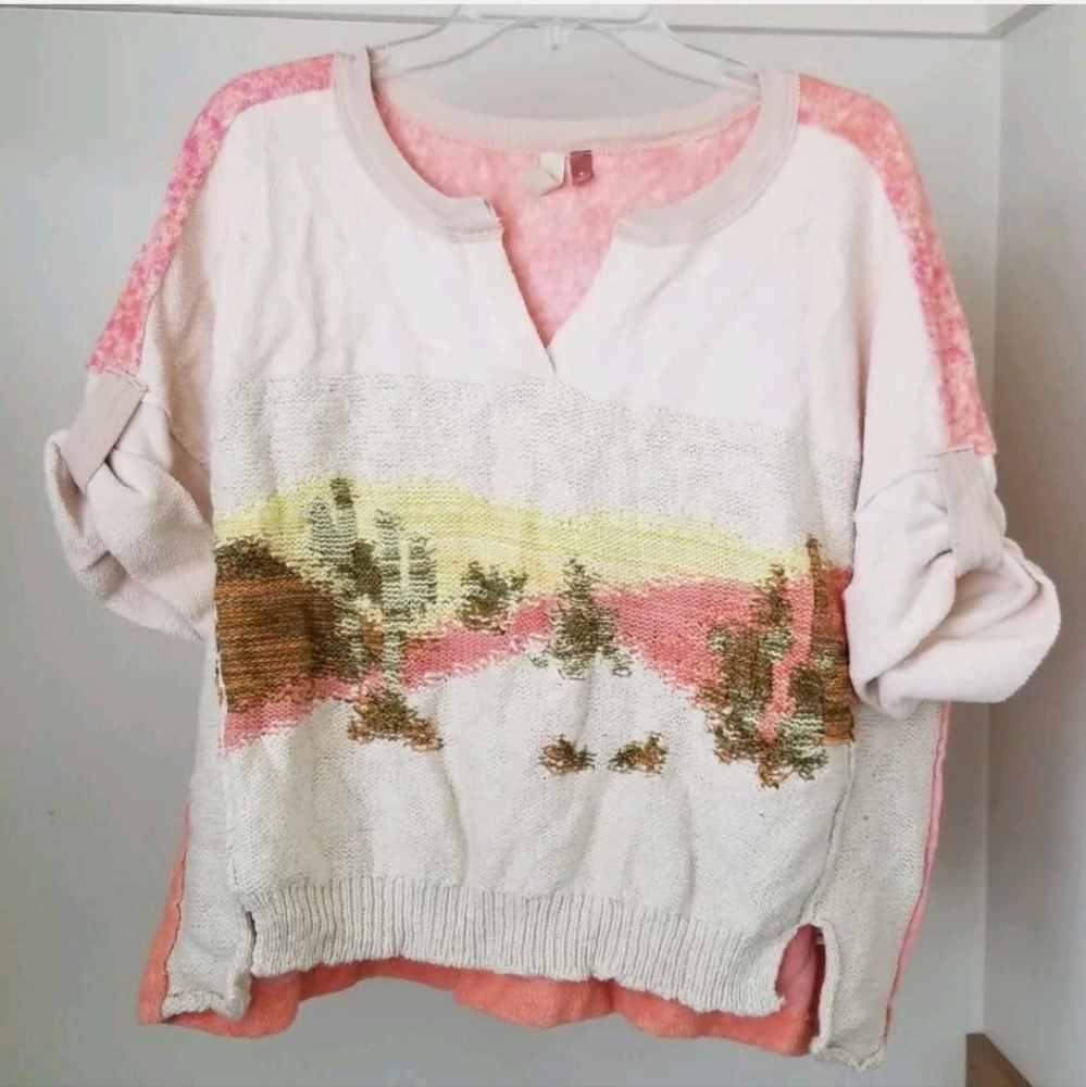 Anthropologie • Pilcro & the Letterpress Desert Intarsia Sweater Tee - Picture 2 of 7